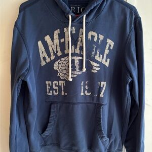 American Eagle Outfitters Navy Hoodie with Graphic Print